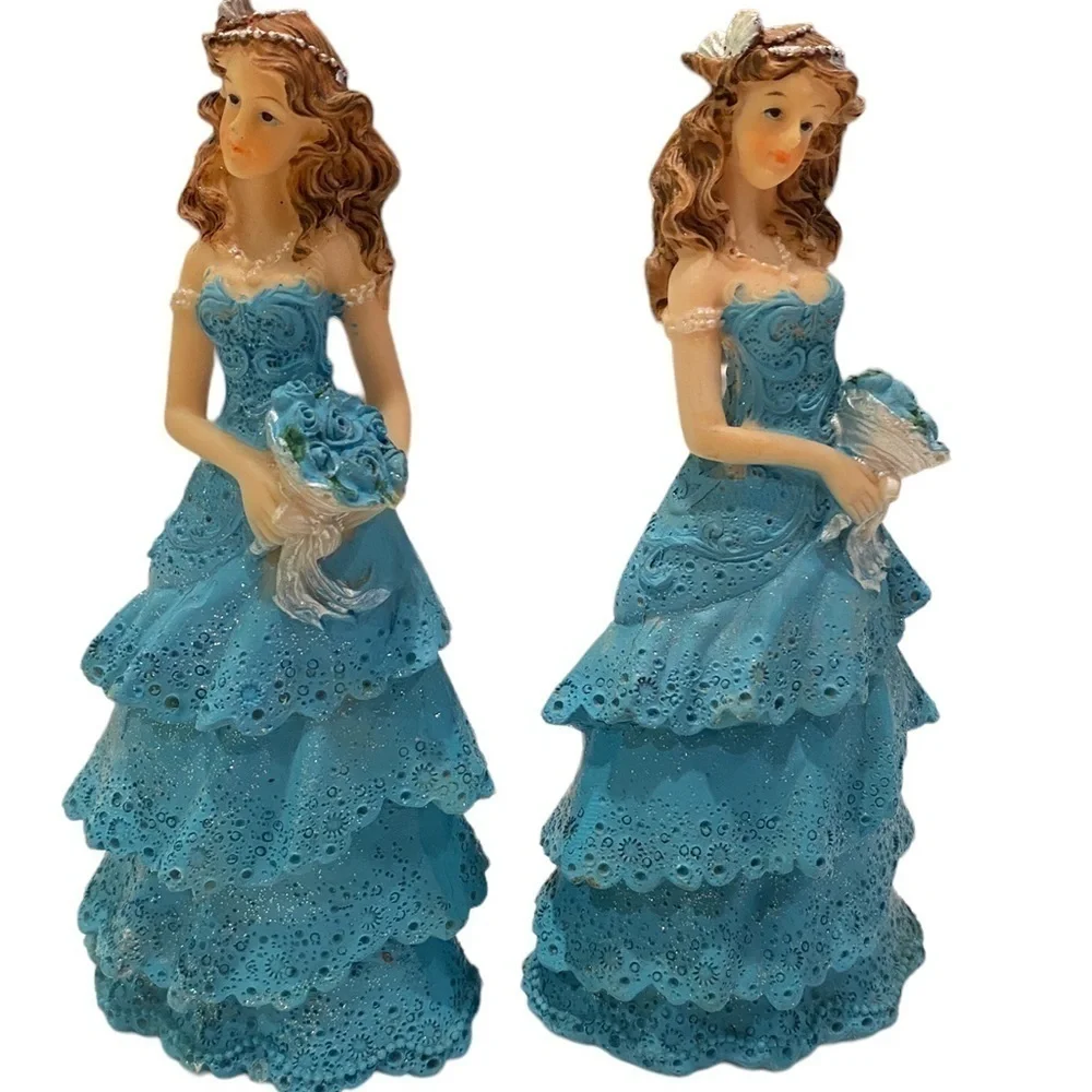 Mis Quince Anos Sweet 16 Birthday Cake Topper Girl Figurine Turquoise Bl…